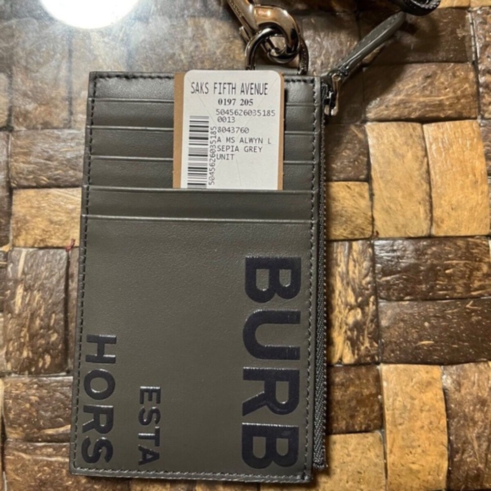 Burberry Grey Alwyn Zipped Wearable Card Case Lanyard Holder - NEW - GENUINE